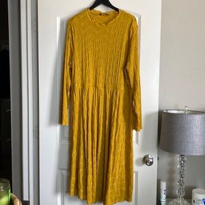 Shein curve textured mustard yellow dress